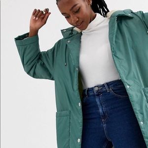 ASOS Design Fleece Lined Maxi Raincoat US12